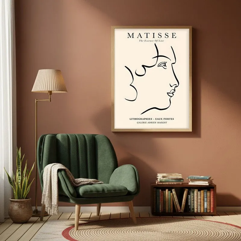 Contour Calm Canvas Wall Painting With Brown Frame media 1