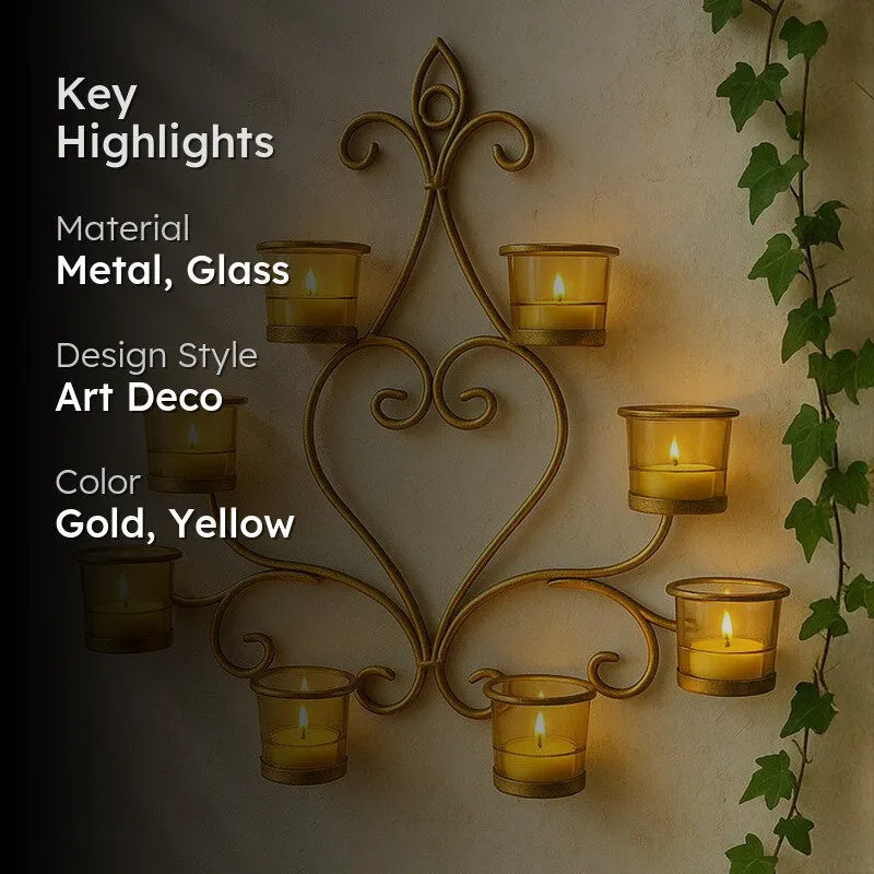 Floral Gold Frame Candle Holder - Yellow media 2
