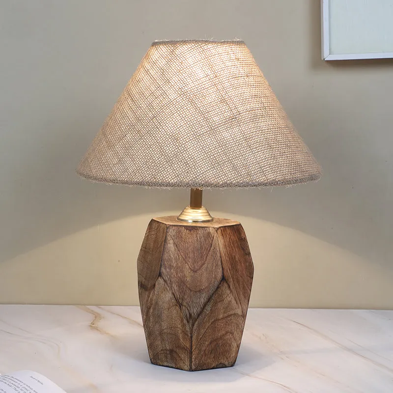 Tatami Jute & Mango Wood Table Lamp - Brown,Beige media 1