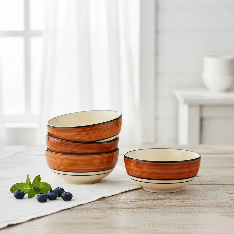 Savora Ceramic Snack Bowls (Brown, 200 mL Each) - Set Of Four media 1