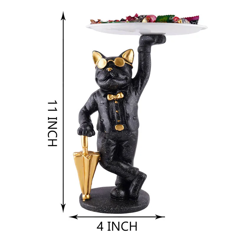 Dapper Cat Painted Polyresin Show Piece - Black media 7