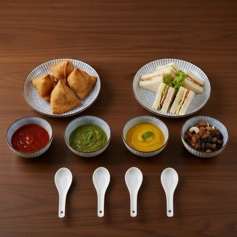 Dine Bloom Ceramic Dinner Set (300 mL Each) - 10 Piece Set media 4