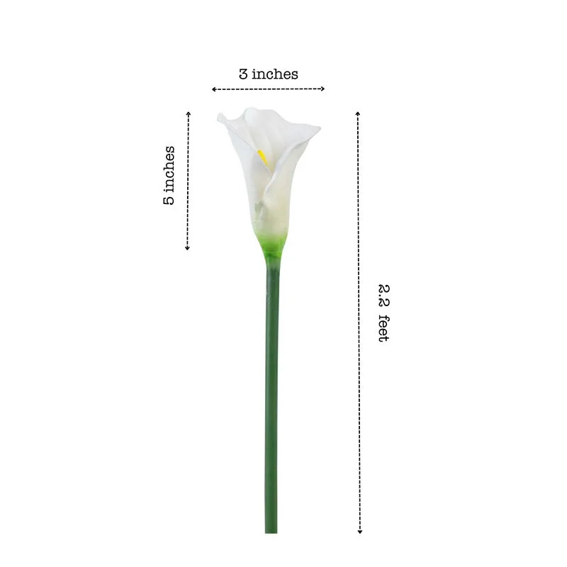 Artificial Realistic Calla Lily Flower Stick (White) - Set Of Five media 7