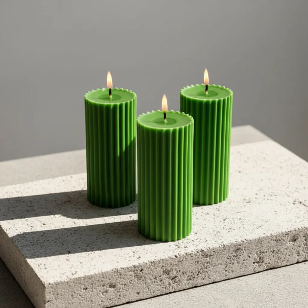 Combo of 3 Forest Green 'Belief' Candles - Crme de la Shea Scented media 1