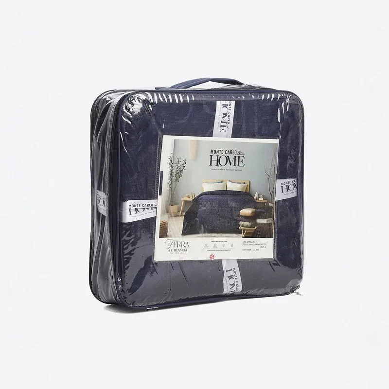 Monte Carlo Warmora Geometric Print Polyester Blanket (Dark Blue) - 210 GSM media 7