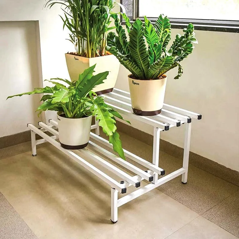 Botanika Elevate Two Tier Metal Plant Stand - White media 1