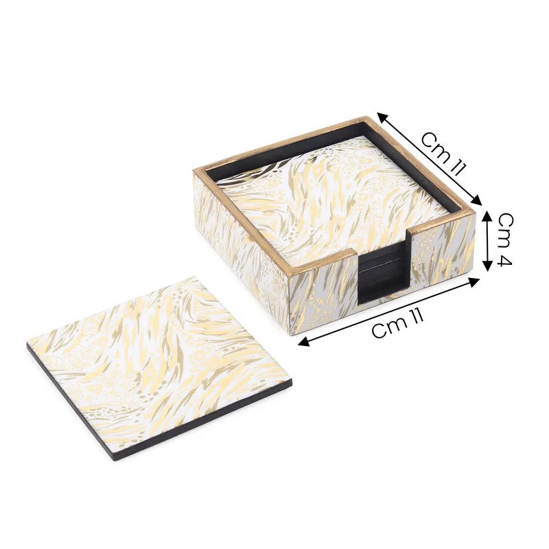 Saryna Wooden Coaster with Stand - Seven Piece Set media 8