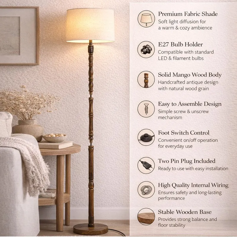 Heritage Turned Wooden Floor Lamp - Brown media 5
