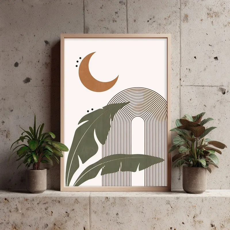 Moonlit Tropics Archival Canvas Wall Art - Natural Brown Frame media 4
