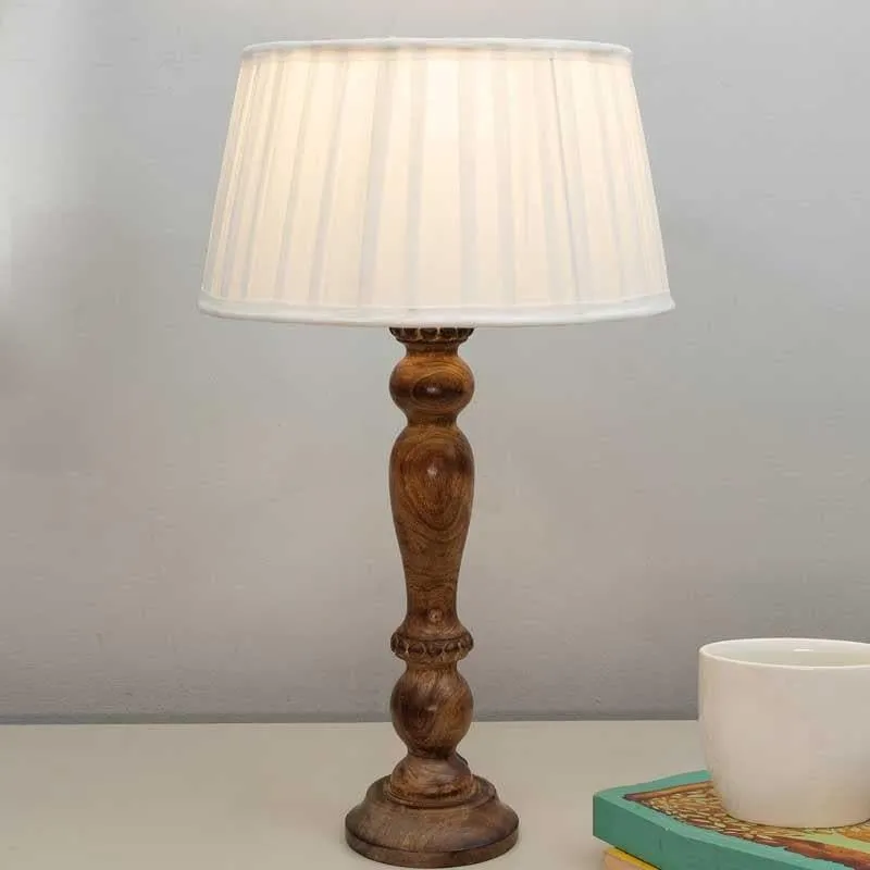 Earthine Fabric Table Lamp - White,Brown media 1