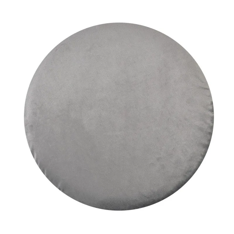 Classic Solid Velvet Ottoman - Grey media 5