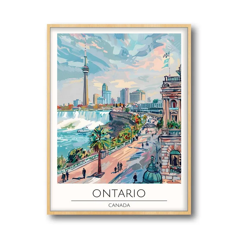 Vintage Ontario Framed Canvas Archival Canvas Wall Painting - Natural Brown Frame media 5