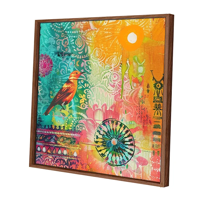 Birds Of Colours Wall Art With Frame - Brown media 3