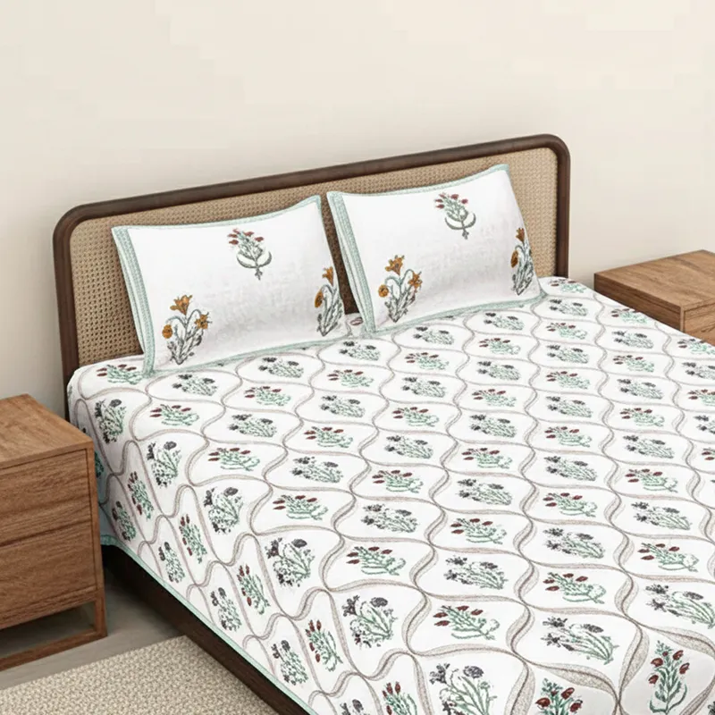 Mukta Cotton Bedsheet (Red, Blue) - 180 TC media 3