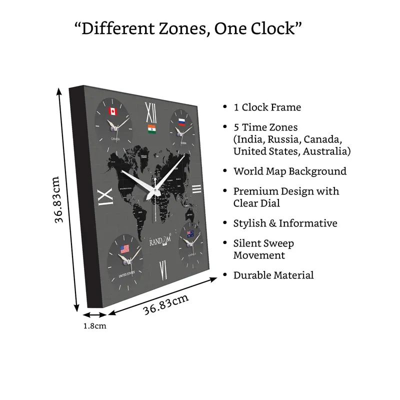 World Time Zone Wall Clock - Grey media 7