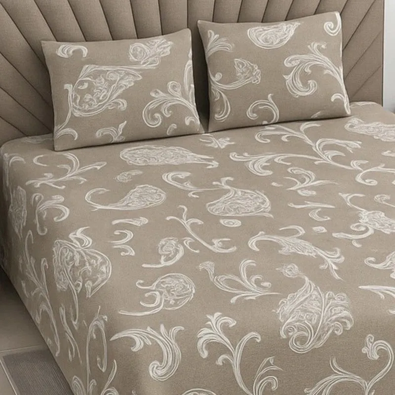 Aangan Kala Cotton Bedsheets (Beige) - 400 TC media 3