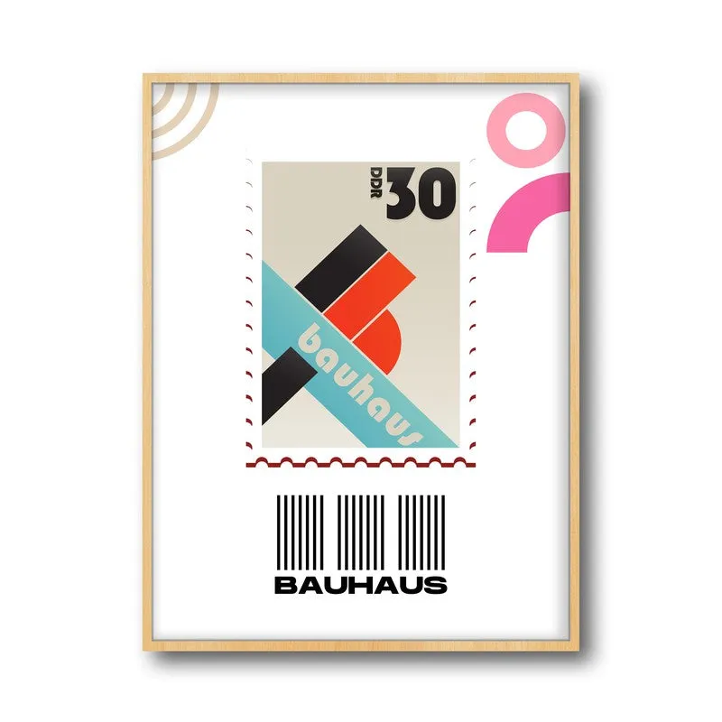 Postal Stamp Archival Canvas Wall Art - Natural Brown Frame media 5