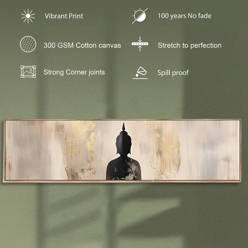 Shadow Of Gautama Spiritual Canvas Wall Art With Frame - Grey media 5