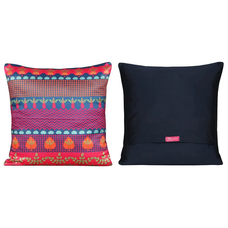 India Circus Vrindavana Games Printed Satin Cushion Cover - Set Of Five media 6