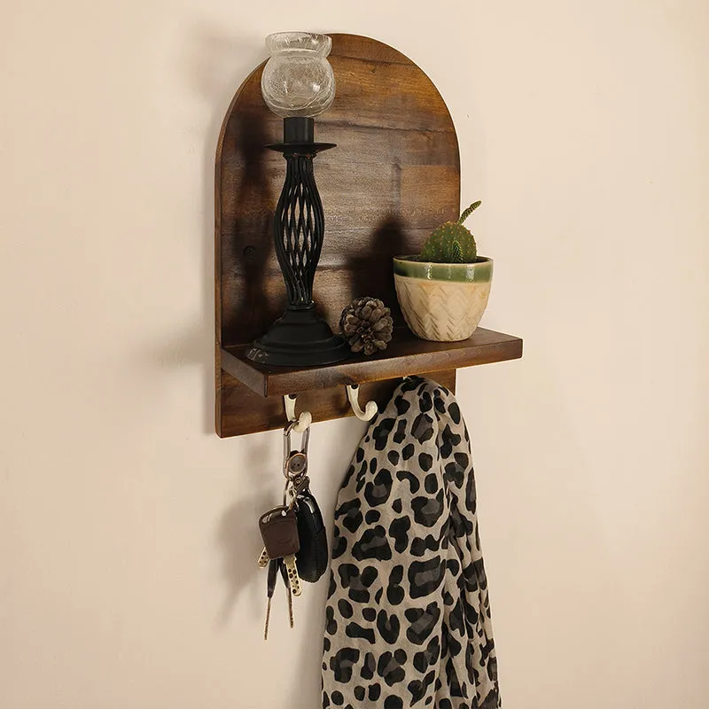 Sthira Wooden Wall Shelf Organiser with Key Holders media 4