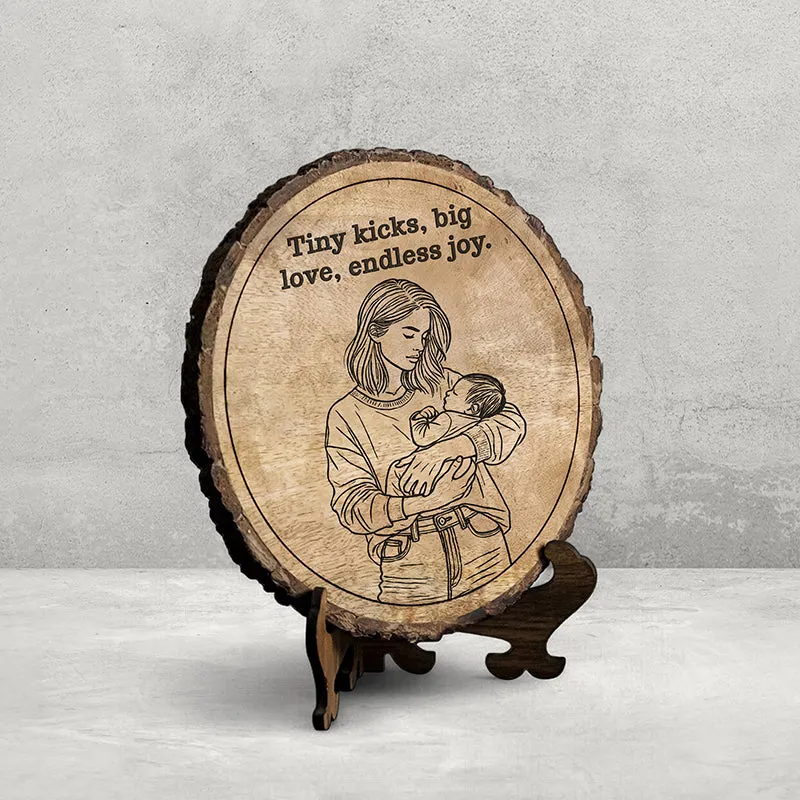 Tiny Kicks, Big Love Wood Showpiece - Round media 3