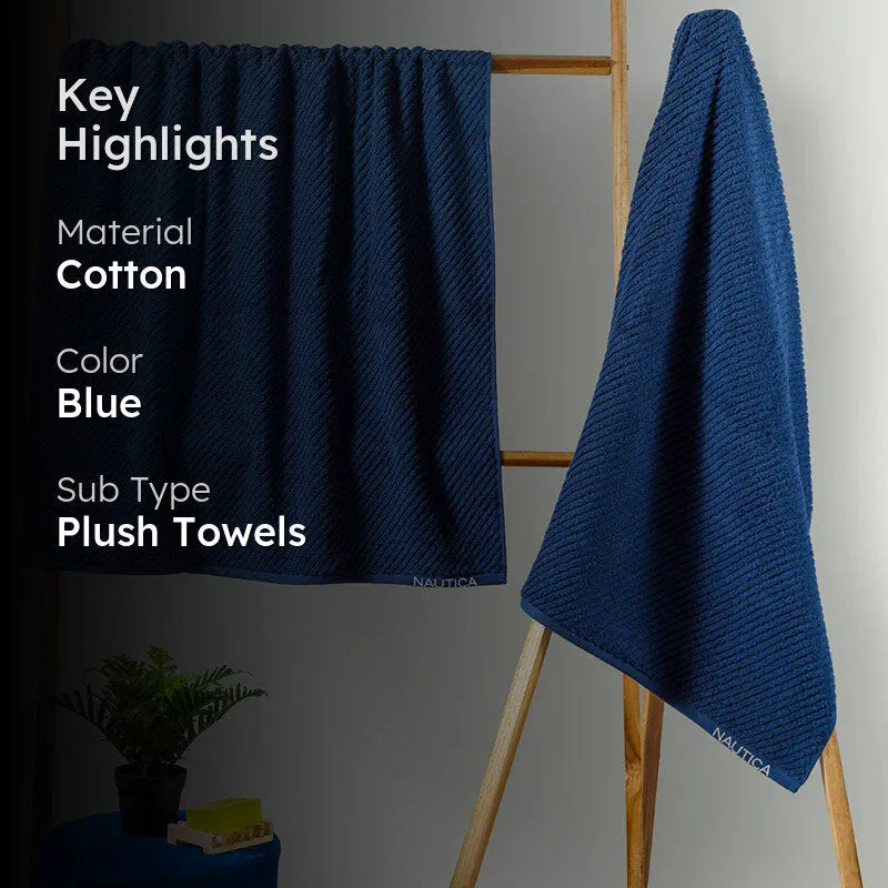 Nautica Riviera Soft Cotton Bath Towel (Navy Blue) - Set Of Two media 2