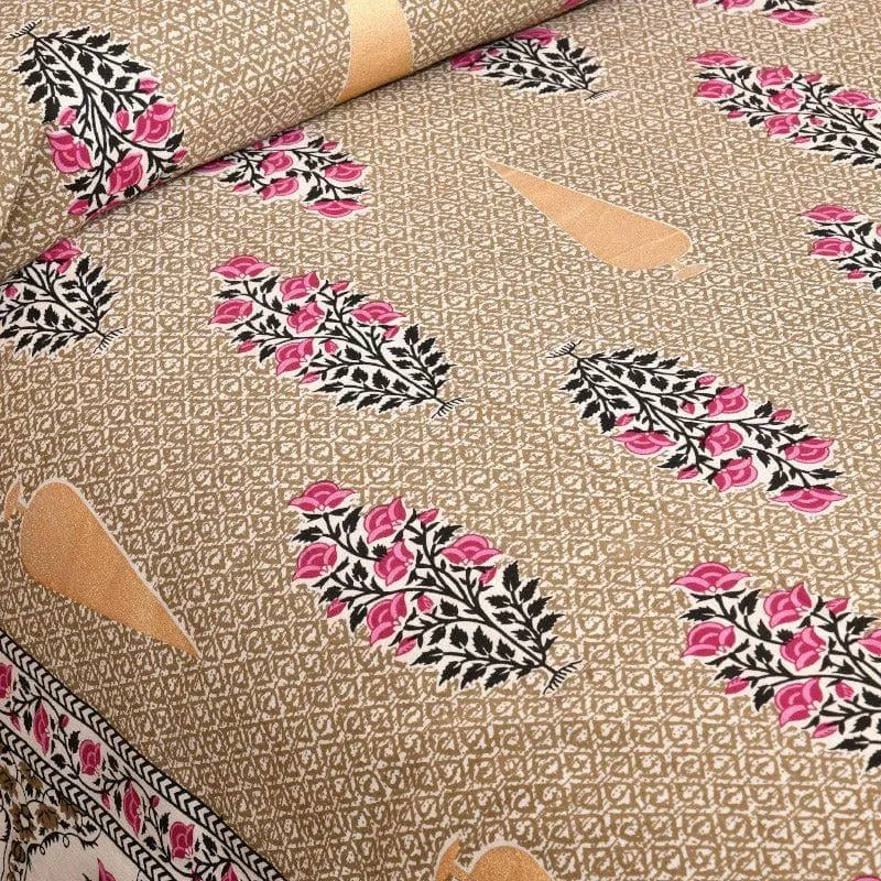 Ethnic Chitransh Cotton Bedsheet (Ochre) - 260 TC media 3