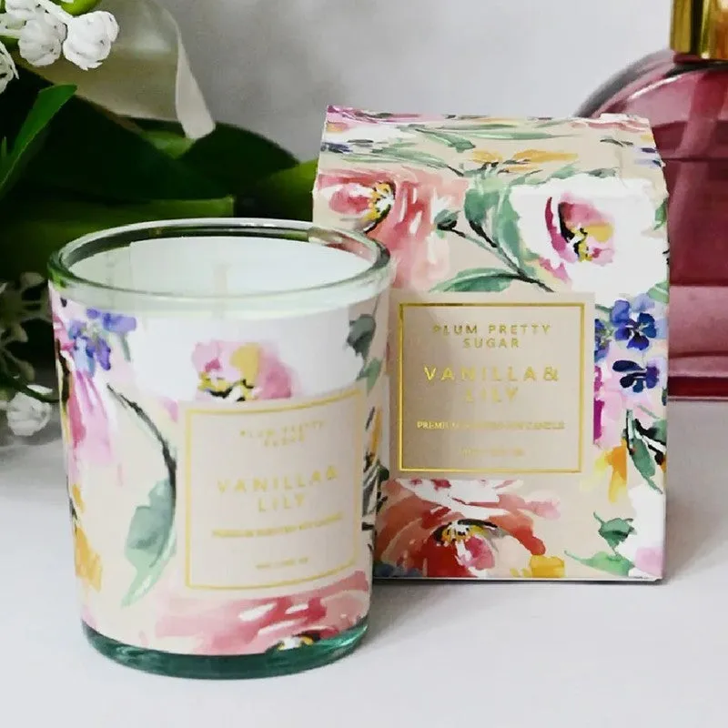 Vanilla Lily Scented Candle Glass Jar - Set Of Two media 5