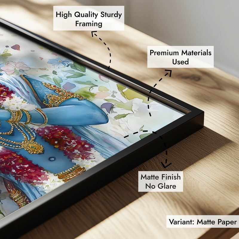 Hari Govinda Spiritual Archival Paper Wall Painting With Frame - Black media 7