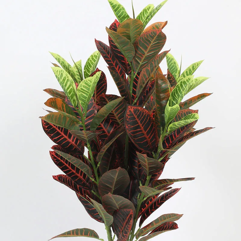 Cindra Artificial Red Croton Plant With Black Plastic Pot - 2.8 Feet media 5