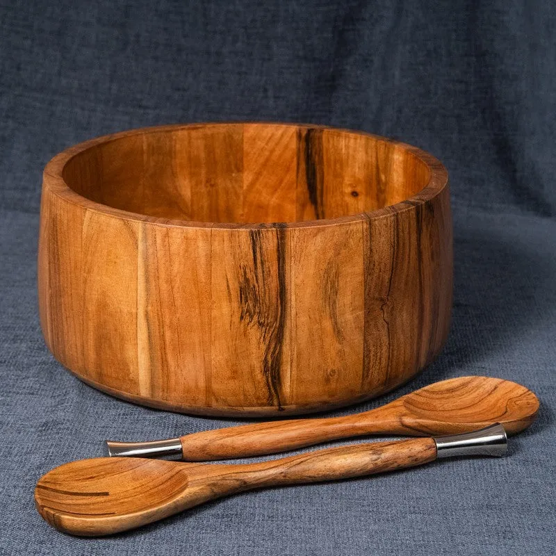 Aurelia Wood Salad Bowl with Serving Spoons (2750 Ml) - Three Piece Set media 4