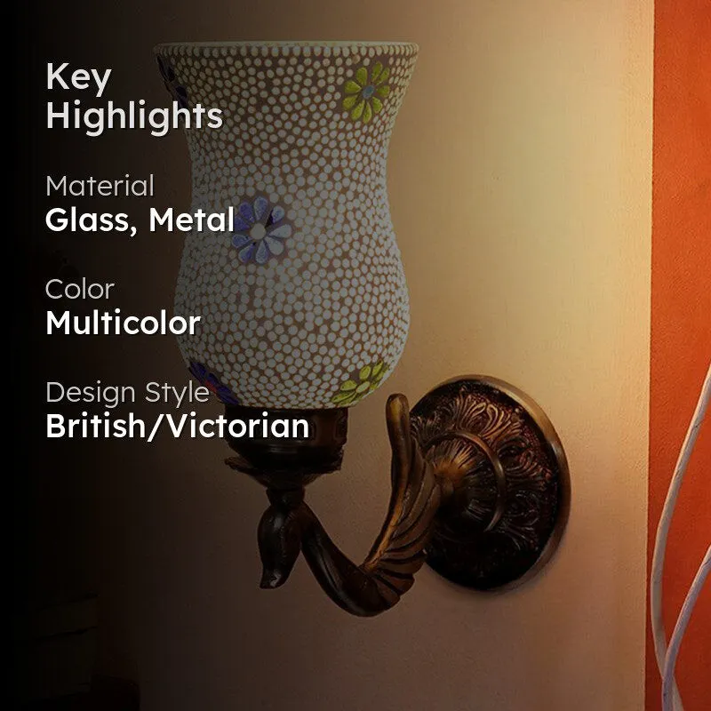Adva Retro Mosaic Glass & Metal Wall Lamp media 2