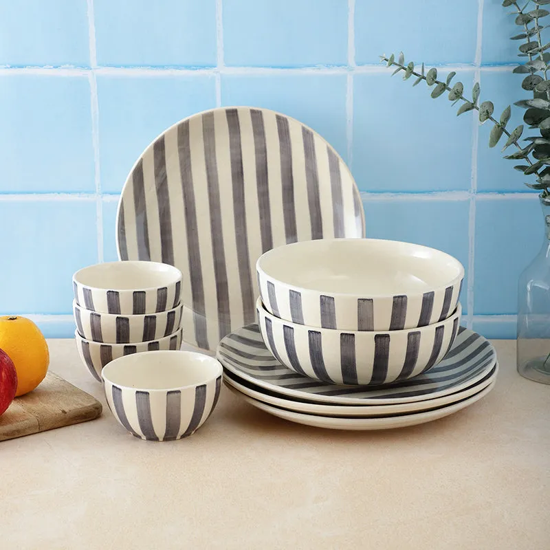 Cross Strips Ceramic Dinner Set - 10 Piece Set media 1