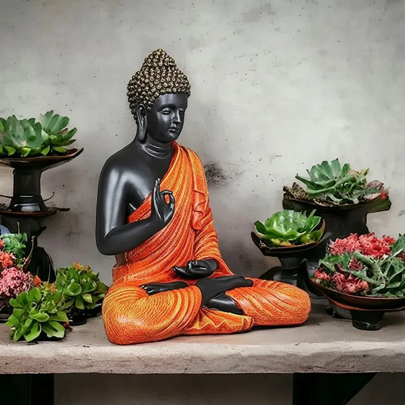 Divine Stillness Buddha Marble Idol - Orange media 3