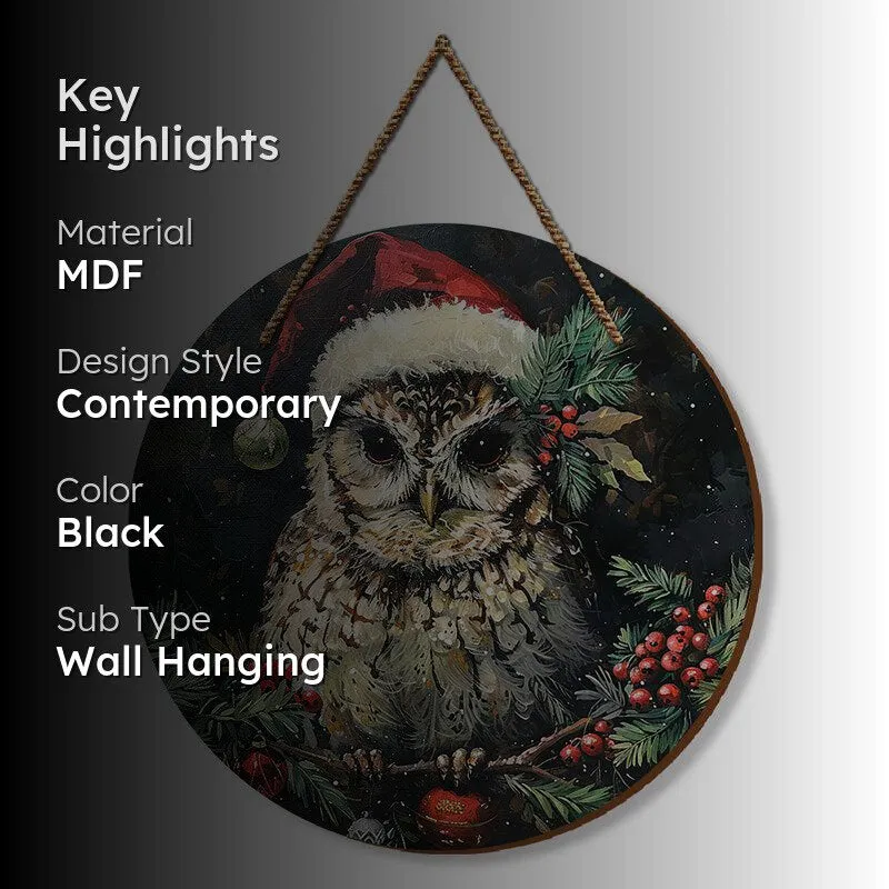 Hoot And Holly Festive MDF Wall Hanging media 2