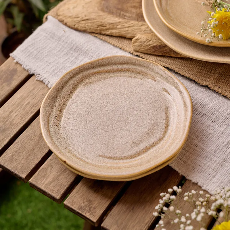 Cüraa  By YFL Home Rustic Facet & Flow Quarter Plate media 4