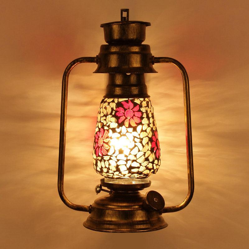 Phoolkari Mosaic Lantern Iron Wall Lamp - Gold media 4