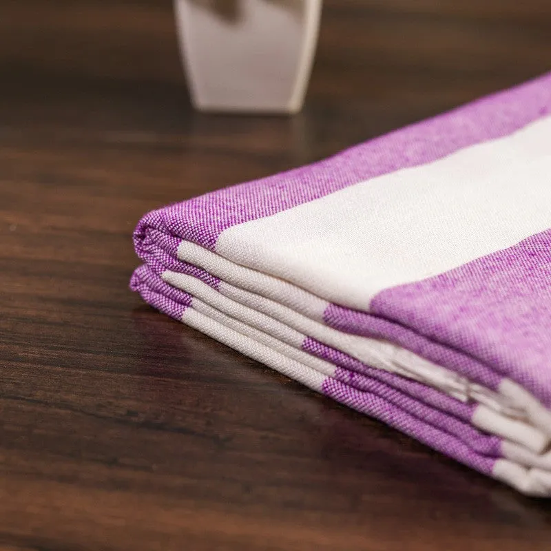 Swaddlix Striped White & Purple Bamboo Bath Towel media 5