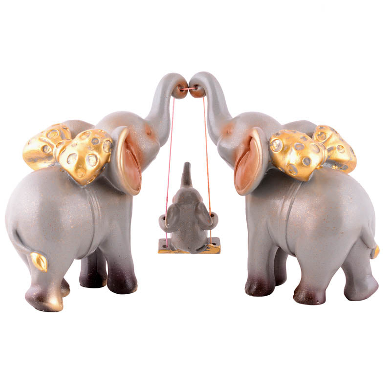 Tiny Tuskers Painted Polyresin Show Piece - Grey media 5