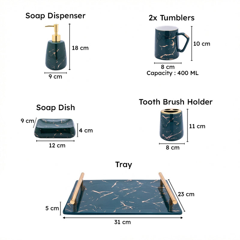 Goldira Galore Green Bathroom Set - Six Piece Set media 10