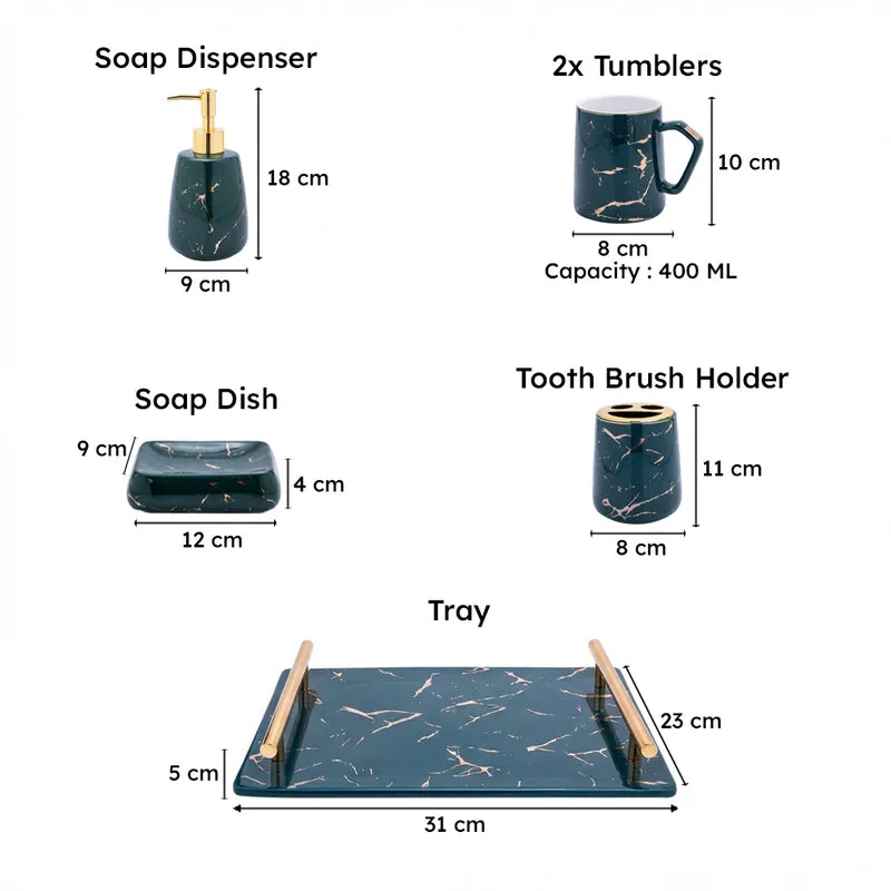 Goldira Galore Green Bathroom Set - Six Piece Set media 10