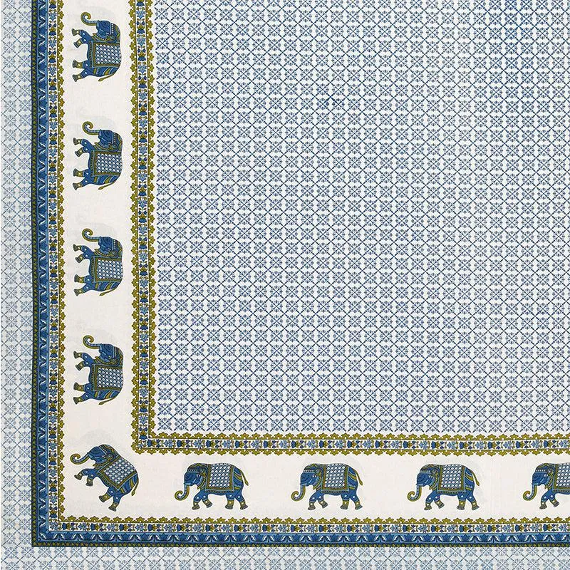 Gaj Ethnic Cotton Bedsheet (Blue) - 180 TC media 3