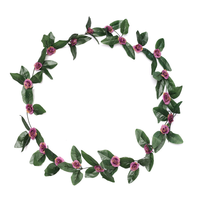 Fiora Plastic Artificial Velvet Rose Creeper (Purple) - Set of Five media 4