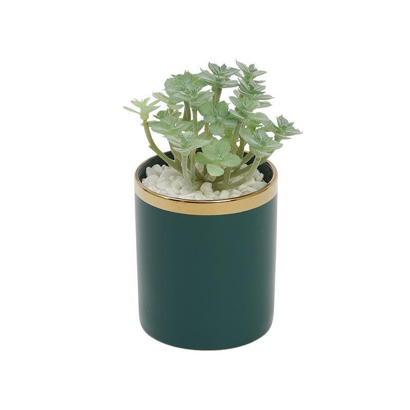 Faux Crassula In Blue Ceramic Pot - 20 cms media 3