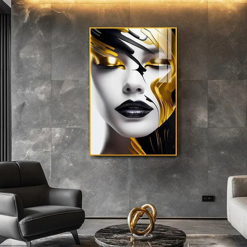 Veiled In Gold Modern Canvas Wall Art With Frame - Gold media 1