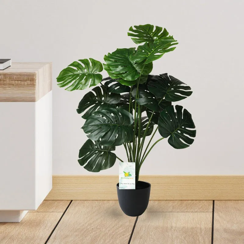 Faux Everlasting Monstera Artificial Plant With Black Plastic Pot - 74 cm (2.4 ft) media 3