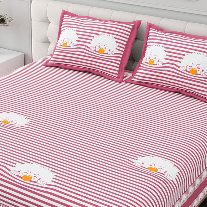 Illusion Stripey Fun Cotton Bedsheet (Pink) - 200 TC media 4