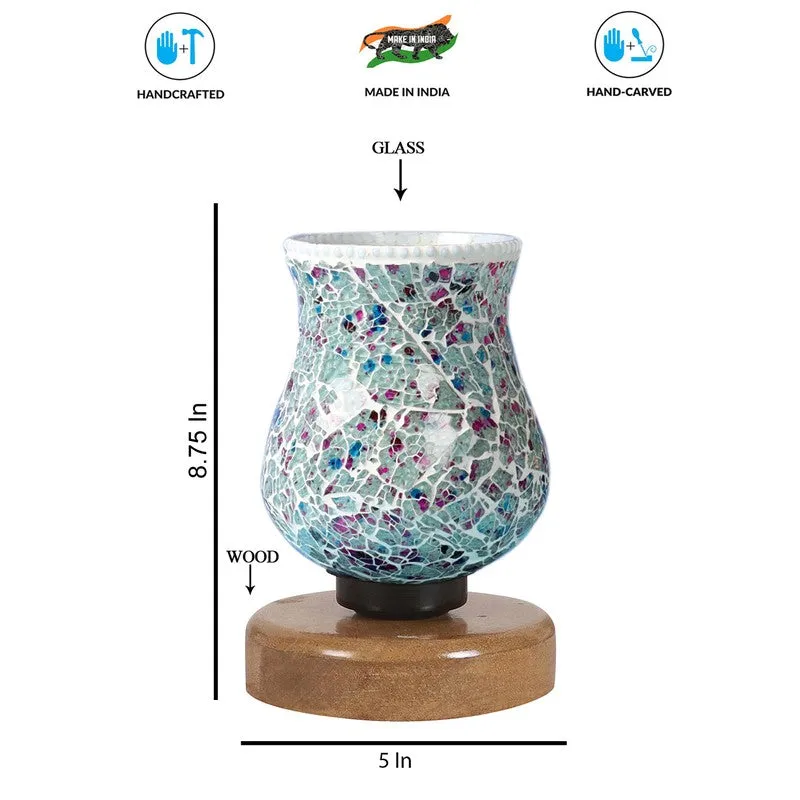 Flareva Mosaic Glass Table Lamp With Wooden Base - Multicolor media 8
