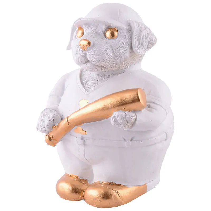 Slugger Pup Painted Polyresin Showpiece - White media 4