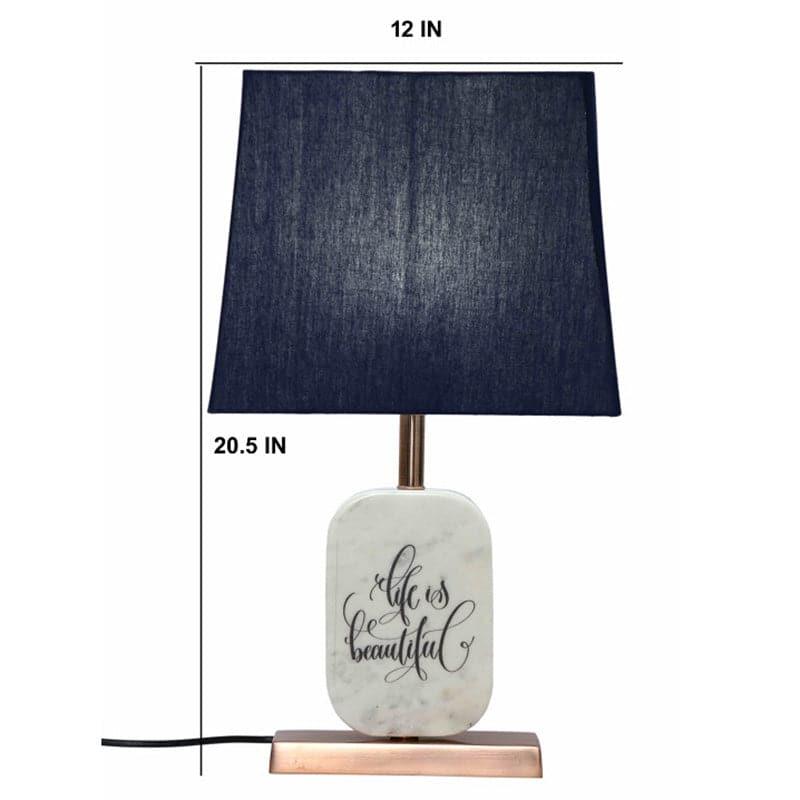 Life Light Printed Marble & Copper Base Fabric Table Lamp - Blue,White media 5